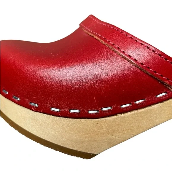 Swedish Hasbeens Grease Sky High Sandal Women's Size 36 / US 6 Red - Picture 8 of 12